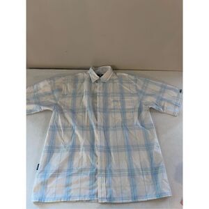 South Pole Blue and White Plaid Casual Button Down Shirt